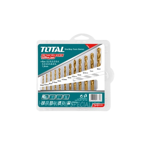 [TACSD0125] Total 12Pcs HSS Twist Drill Bits Set TACSD0125