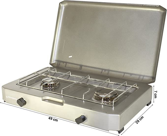 PROVIDUS FT 200 Gas Stove 2 Burner with Lid Italy