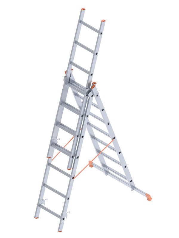 Sarayli Triple Extension Aluminum Ladders 193X3 = 579 CM model 7307 Turkey
