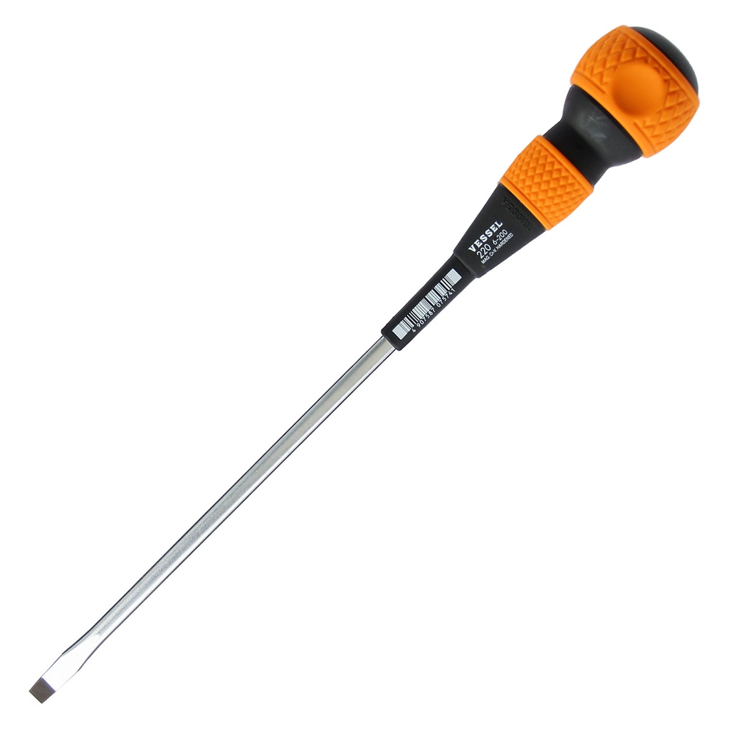 Vessel Ball-Grip Screwdriver No.220 Flat 6 x 100 Japan