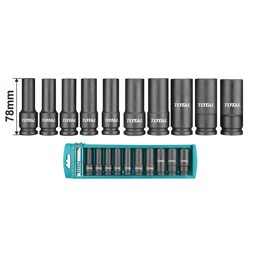 TOTAL Impact Socket Set Deep 1/2” 10Pc THKISD1210