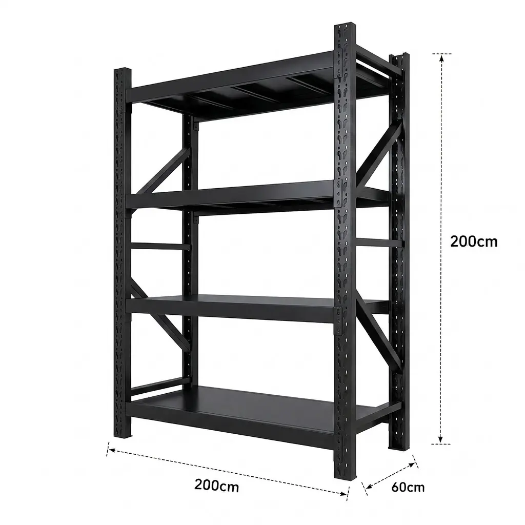 Black Medium Duty Rack 4-Layer 60*200*200