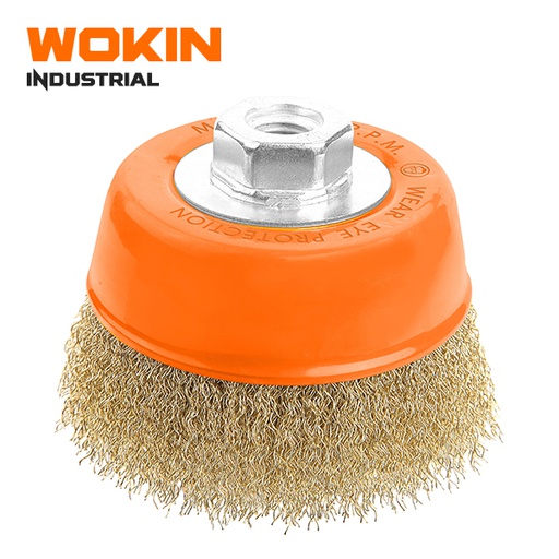 [1100223] Wokin 75mm CUP WIRE BRUSH WITH NUT INDUSTRIAL 770003