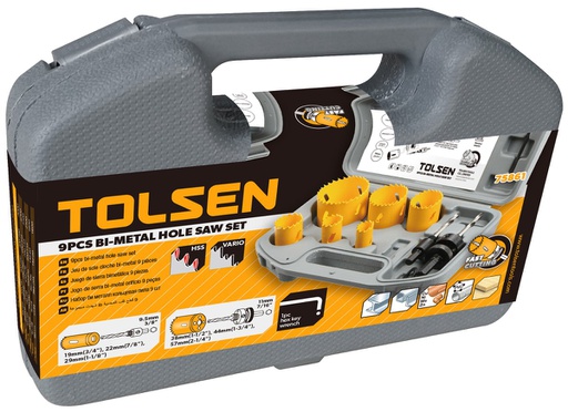 [1000212] Tolsen Hole Saw Set 9 PCS 75861