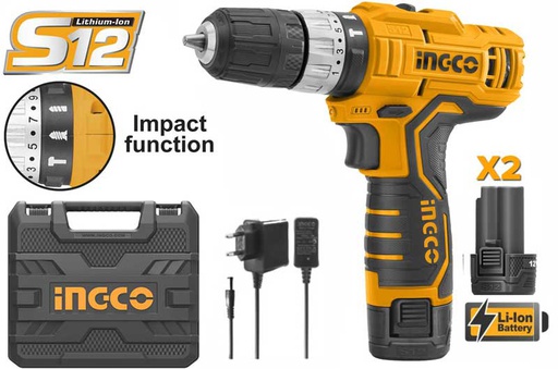 [CIDLI1232] Ingco S12 Lithium-Ion Cordless Impact Drill 12V 1.5Ah CIDLI1232