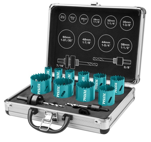 [TACSH1121] TOTAL BI-METAL HOLE SAW SET 12PCS TACSH1121